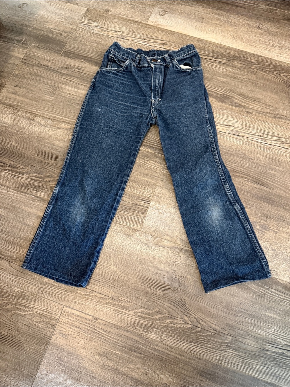 Kids Dark Blue Denim Calgary Flames Jeans - Casual Straight Leg